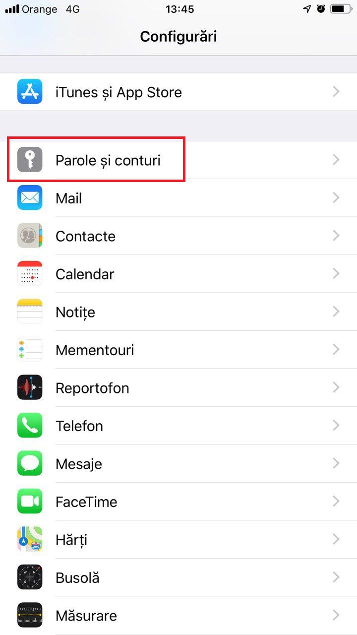 Ghid pentru configurare a clientului poștal Mail pentru iPhone